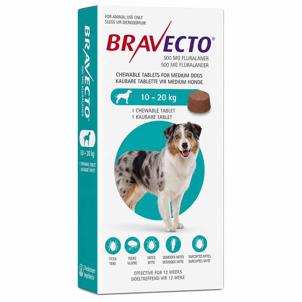 Bravecto® > 10 – 20 kg (500 mg Fluralaner)